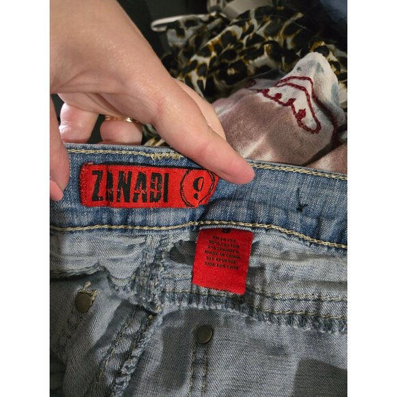 Zanadi Juniors Denim Mixed Media Midi Skirt Size 9 Gypsy Y2K Asymmetric Fairy - Picture 7 of 11